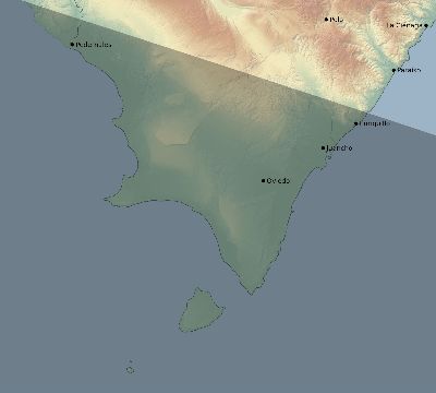 Map of the eclipse path across Dominican Republic on 09/24/2834