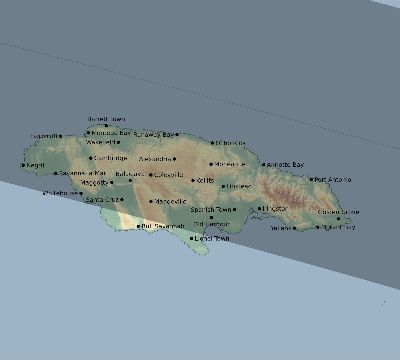 Map of the eclipse path across Jamaica on 09/24/2834