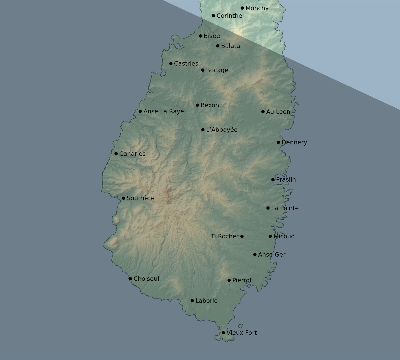 Map of the eclipse path across Saint Lucia on 09/24/2834