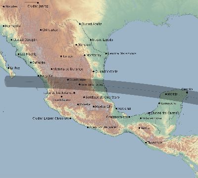 Map of the eclipse path across Mexico on 09/24/2834