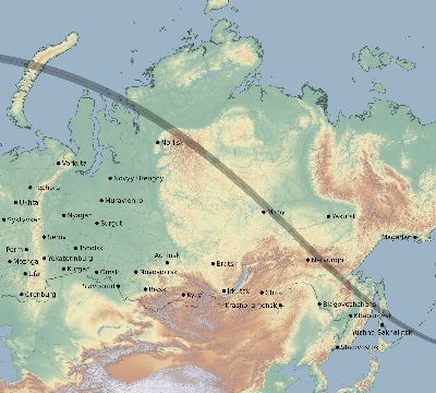 Map of the eclipse path across Russia on 09/14/2835