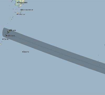 Map of the eclipse path across Japan on 01/27/2837