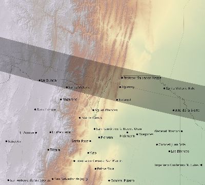 Map of the eclipse path across Argentina on 01/17/2838