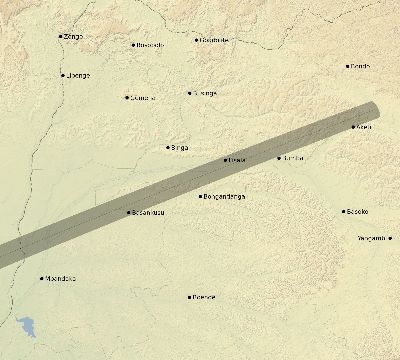 Map of the eclipse path across DR Congo on 01/17/2838