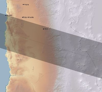 Map of the eclipse path across Chile on 01/17/2838