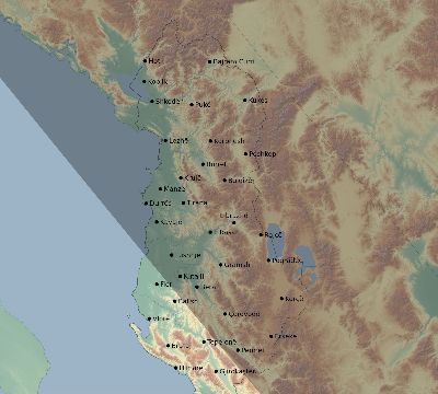 Map of the eclipse path across Albania on 11/15/2840