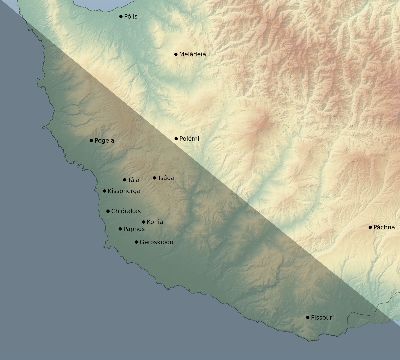 Map of the eclipse path across Cyprus on 11/15/2840