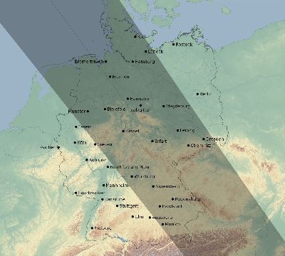 Map of the eclipse path across Germany on 11/15/2840