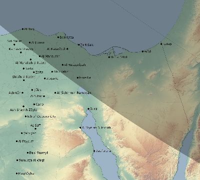 Map of the eclipse path across Egypt on 11/15/2840