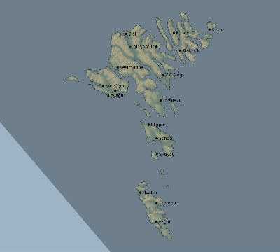 Map of the eclipse path across Faroe Islands on 11/15/2840