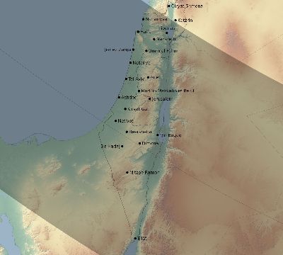 Map of the eclipse path across Israel on 11/15/2840