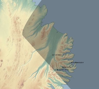 Map of the eclipse path across Iceland on 11/15/2840