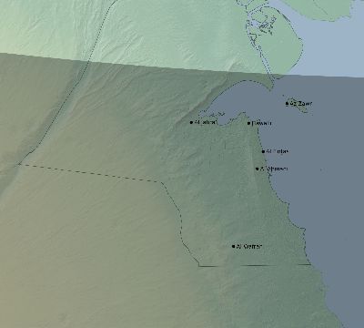 Map of the eclipse path across Kuwait on 11/15/2840