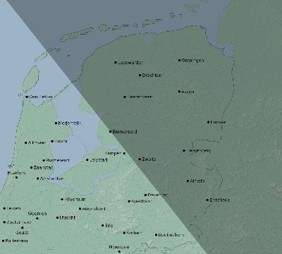 Map of the eclipse path across Netherlands on 11/15/2840