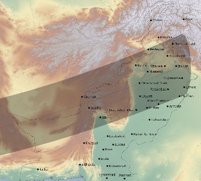 Map of the eclipse path across Pakistan on 11/15/2840