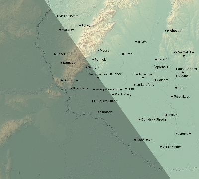 Map of the eclipse path across Slovakia on 11/15/2840