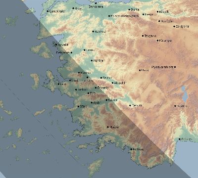 Map of the eclipse path across Turkey on 11/15/2840