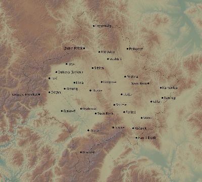 Map of the eclipse path across Kosovo on 11/15/2840