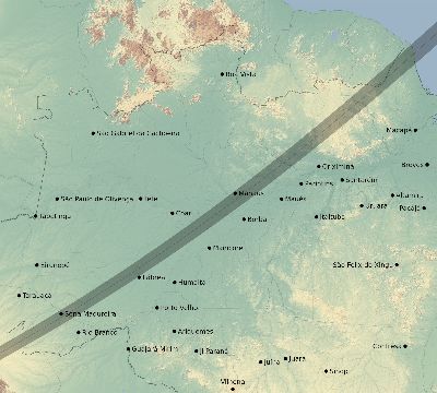 Map of the eclipse path across Brazil on 05/12/2841