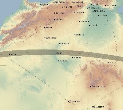 Map of the eclipse path across Algeria on 05/12/2841