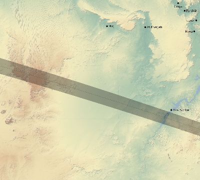 Map of the eclipse path across Egypt on 05/12/2841