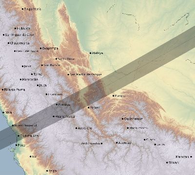 Map of the eclipse path across Peru on 05/12/2841