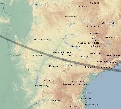 Map of the eclipse path across Brazil on 11/04/2841