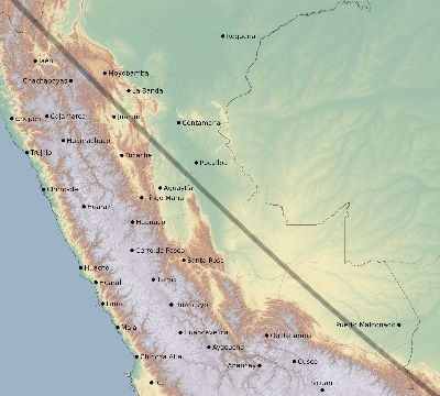 Map of the eclipse path across Peru on 11/04/2841
