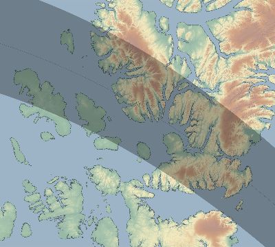 Map of the eclipse path across Canada on 05/01/2842