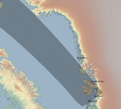 Map of the eclipse path across Greenland on 05/01/2842