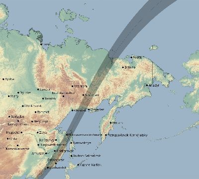 Map of the eclipse path across Russia on 05/01/2842