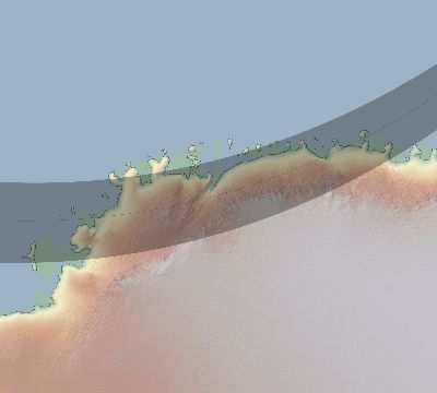 Map of the eclipse path across Antarctica on 03/10/2844