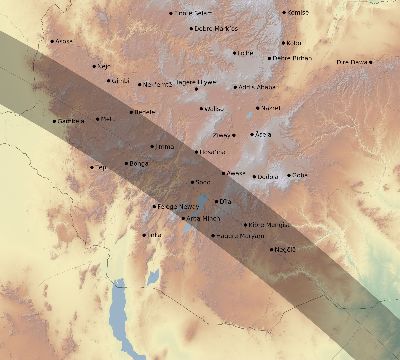 Map of the eclipse path across Ethiopia on 08/24/2845