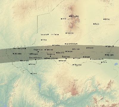 Map of the eclipse path across Niger on 08/24/2845