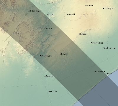 Map of the eclipse path across Somalia on 08/24/2845