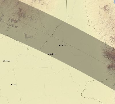 Map of the eclipse path across South Sudan on 08/24/2845