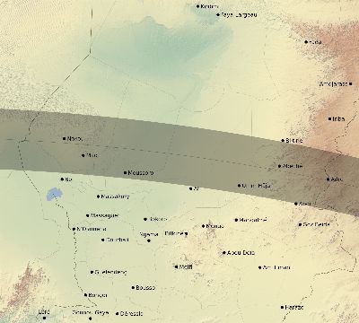 Map of the eclipse path across Chad on 08/24/2845