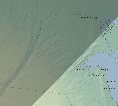 Map of the eclipse path across Kuwait on 02/17/2846