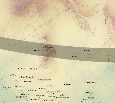 Map of the eclipse path across Niger on 02/17/2846