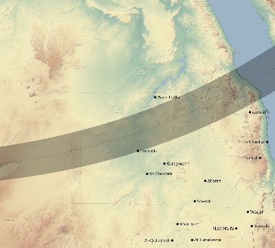 Map of the eclipse path across Sudan on 02/17/2846