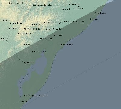 Map of the eclipse path across Brazil on 12/28/2847