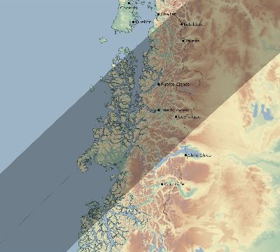 Map of the eclipse path across Chile on 12/28/2847