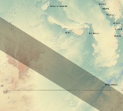 Map of the eclipse path across Egypt on 06/22/2848