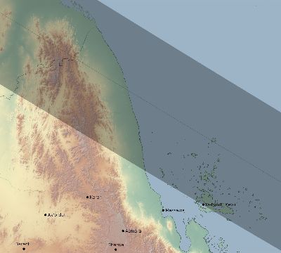 Map of the eclipse path across Eritrea on 06/22/2848