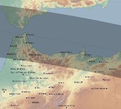 Map of the eclipse path across Morocco on 06/22/2848
