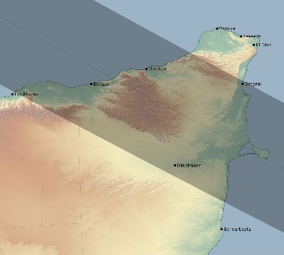 Map of the eclipse path across Somalia on 06/22/2848