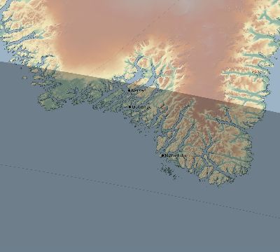 Map of the eclipse path across Greenland on 04/22/2851