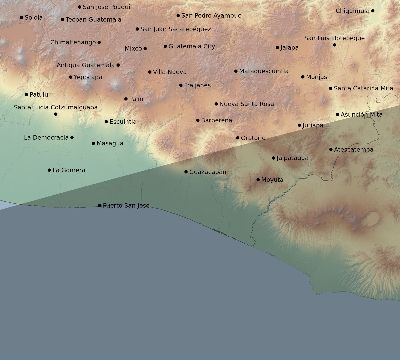 Map of the eclipse path across Guatemala on 04/10/2852
