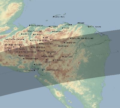 Map of the eclipse path across Honduras on 04/10/2852