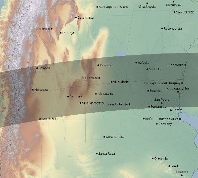 Map of the eclipse path across Argentina on 03/30/2853